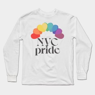 NYC Pride / / Typographic Rainbow Heart Design Long Sleeve T-Shirt